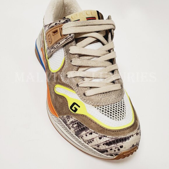 GUCCI SNEAKERS ULTRAPACE LIZARD LEATHER SHOES w LOGO sz 39.5 G 9.5 US - Picture 11 of 15